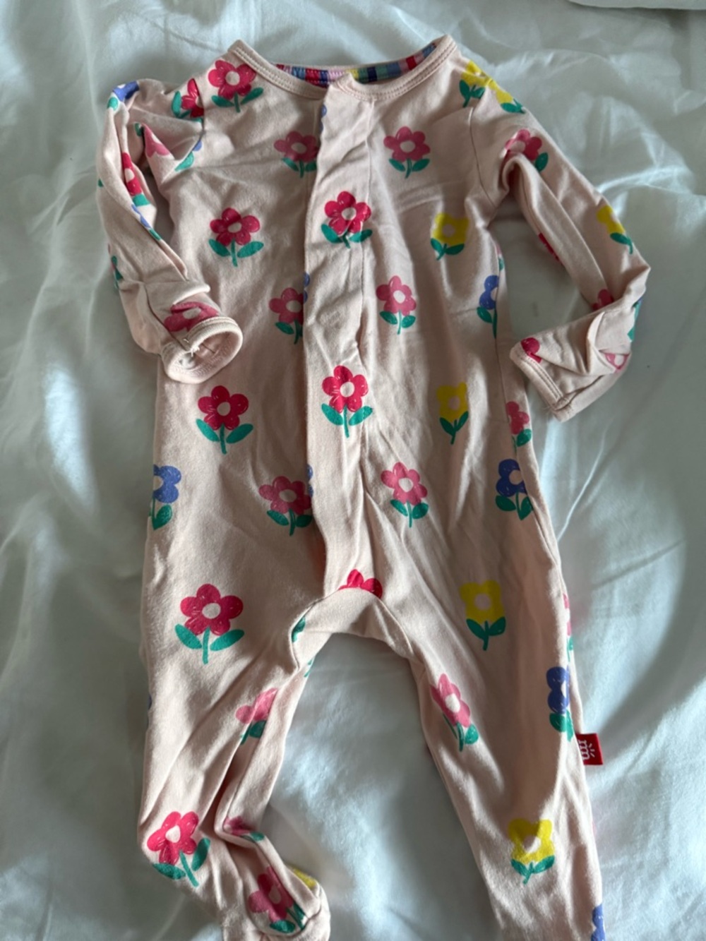 Magnetic Me Pink Floral Footie with Multicolor Flowers